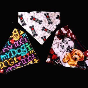 Dog & Puppy BANDANA ~ Set of 3 ~ Small, Over-the-Collar ~ Pet Fashion Accessory